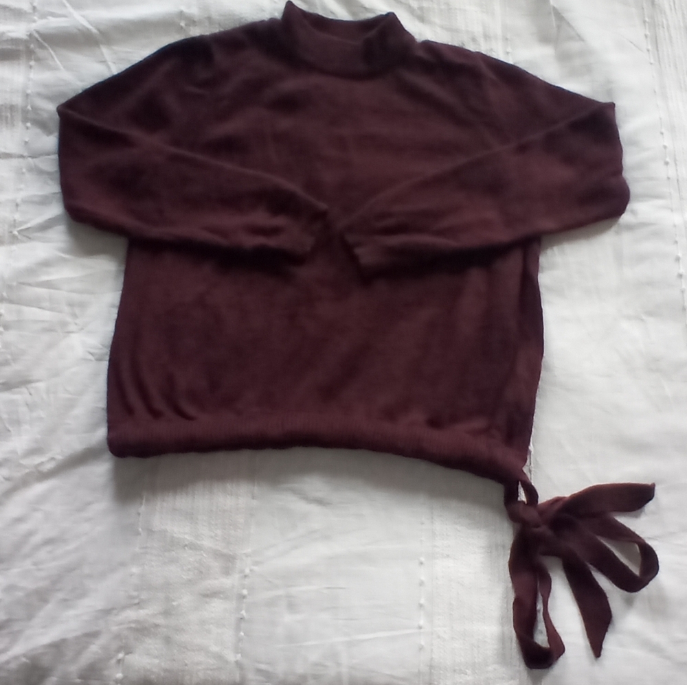 EUC Forever 21 Women's Size 2X Burgundy Long Sleeve Mock-Neck Sweater